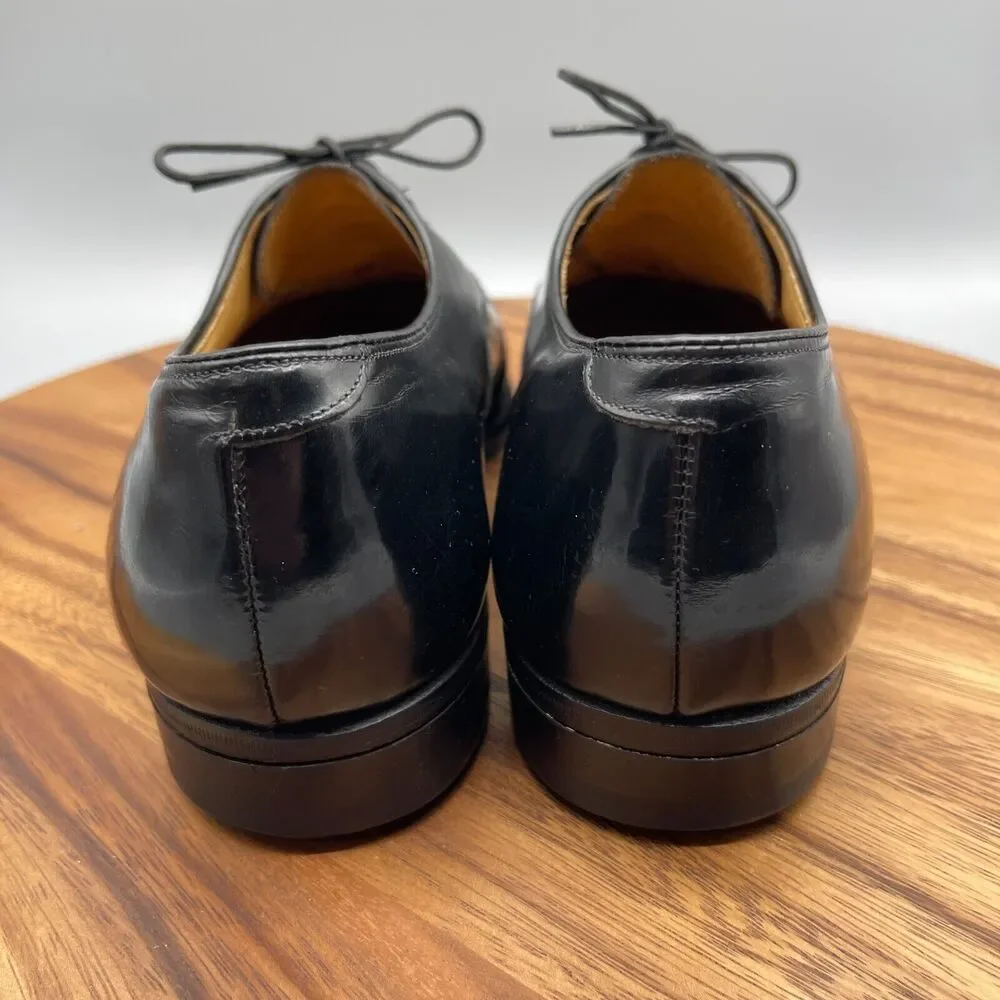 Johnston & Murphy Heritage Oxfords Mens 10D Black Leather Cap Toe Dress Shoe USA